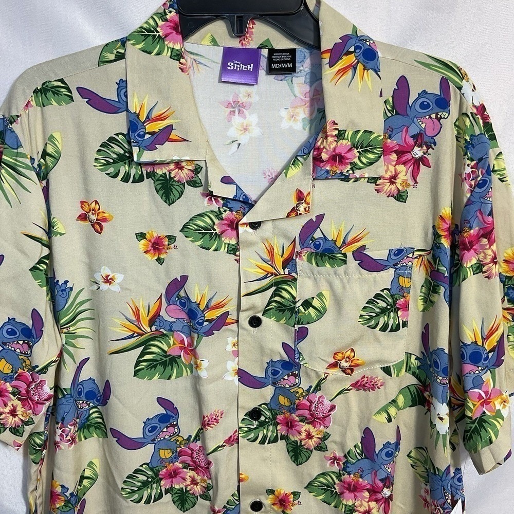 Disney Lilo & Stitch hawaiian shirt NWT Men's Medium 100% Rayon Vacation Novelty - Picture 2 of 9